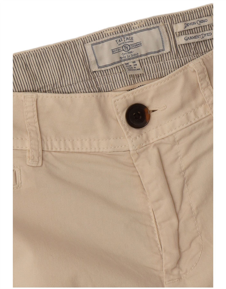 Calça feminina Fat Face Devon Slim Chino Reino Unido 10 pequena W30 L26 branco