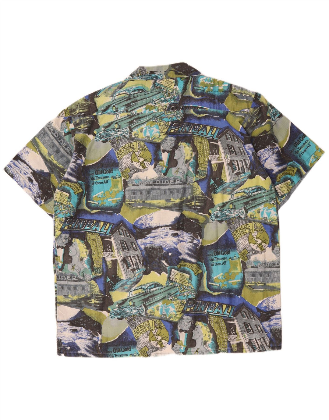 Camisa vintage masculina abstrata padrão tamanho 41/42 grande multicolorida
