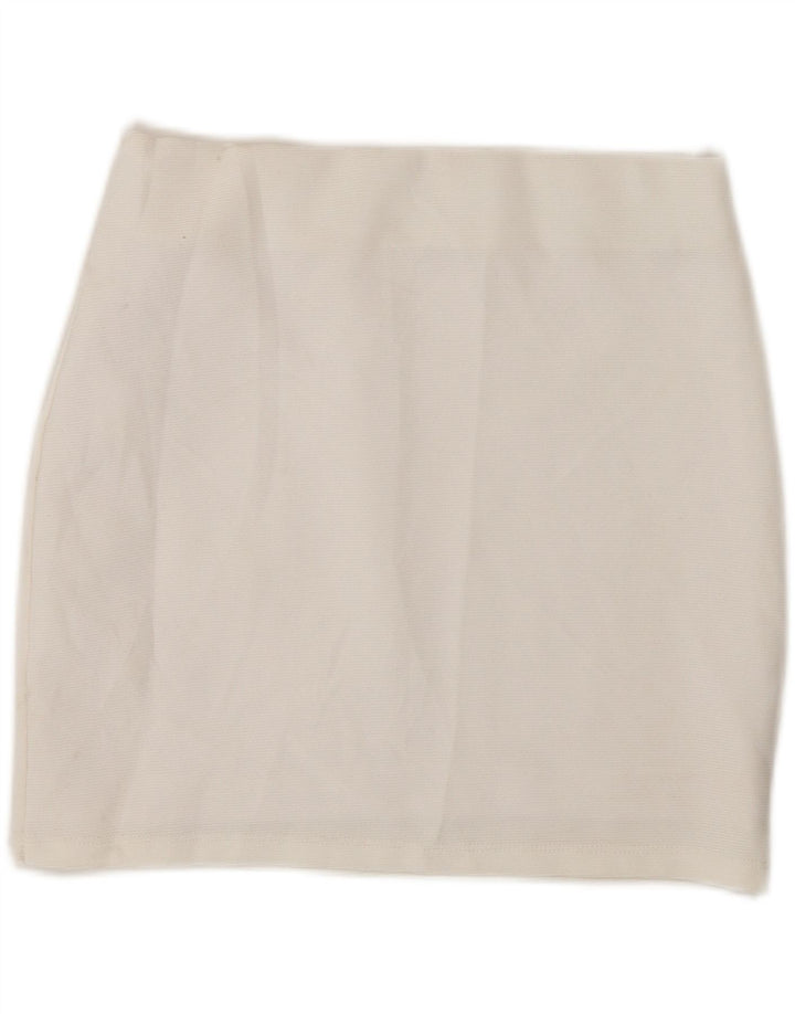 Mini saia feminina Zara pequena W26 poliéster branco