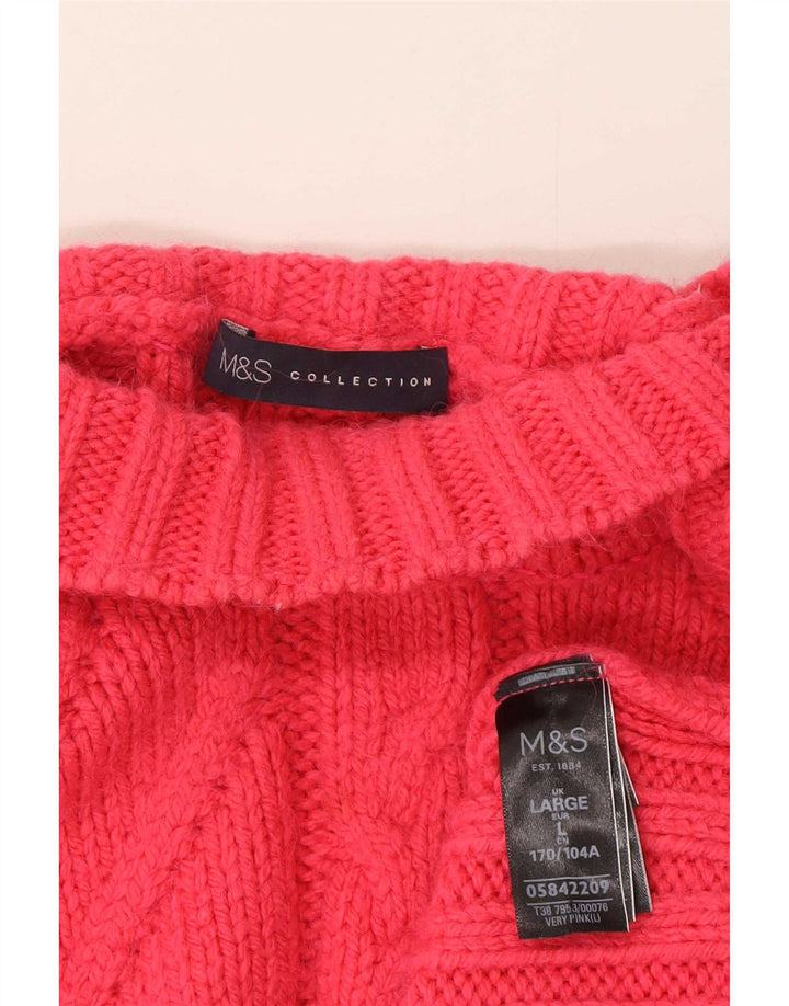 Suéter feminino Marks & Spencer com gola tartaruga Reino Unido 16 grande rosa