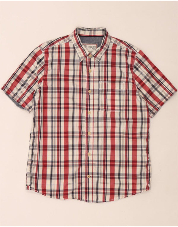 Camisa masculina de manga curta Fat Face grande algodão xadrez multicolorido