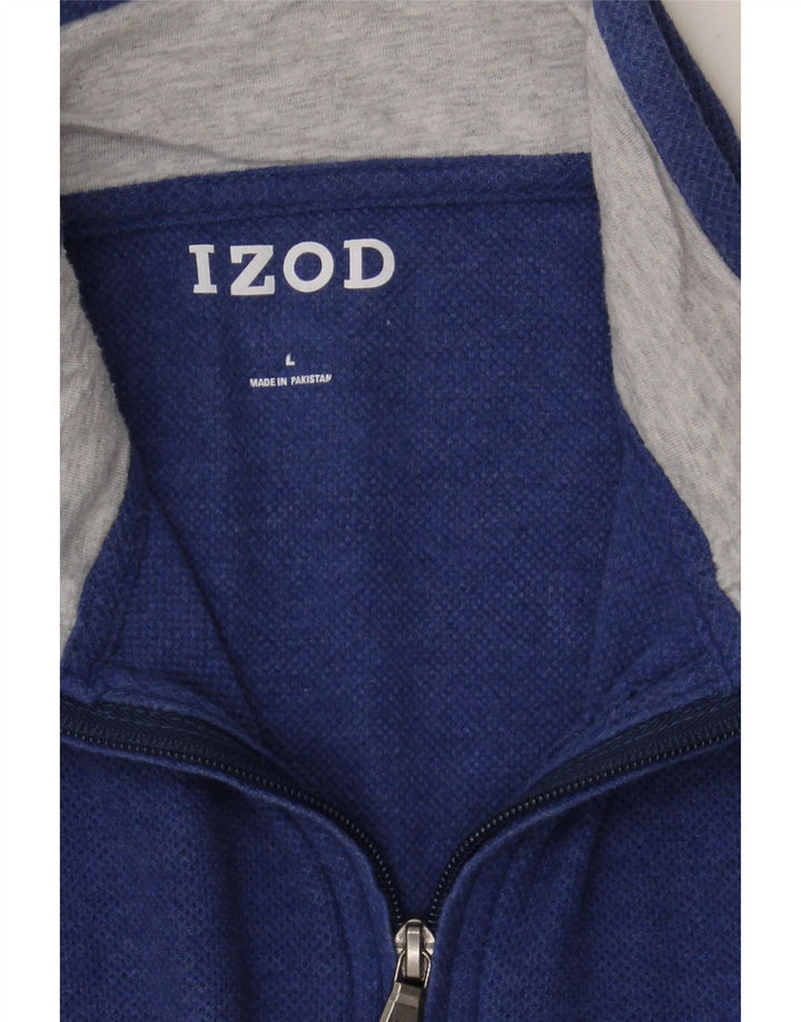 IZOD Mens Zip Neck Sweatshirt Jumper Large Navy Blue Cotton Vintage Izod and Second-Hand Izod from Messina Hembry 