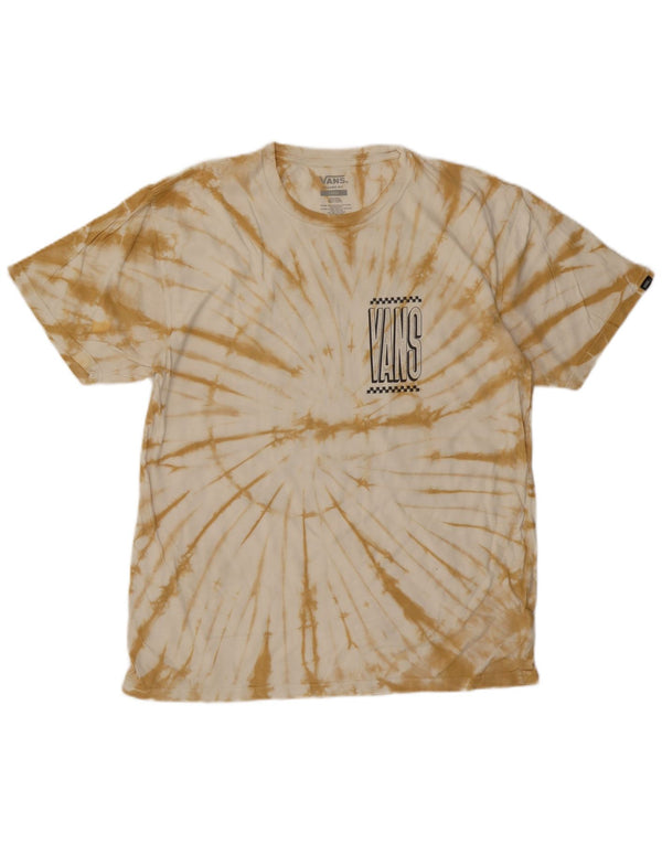Camiseta masculina VANS Classic Fit gráfica top grande bege tie dye algodão