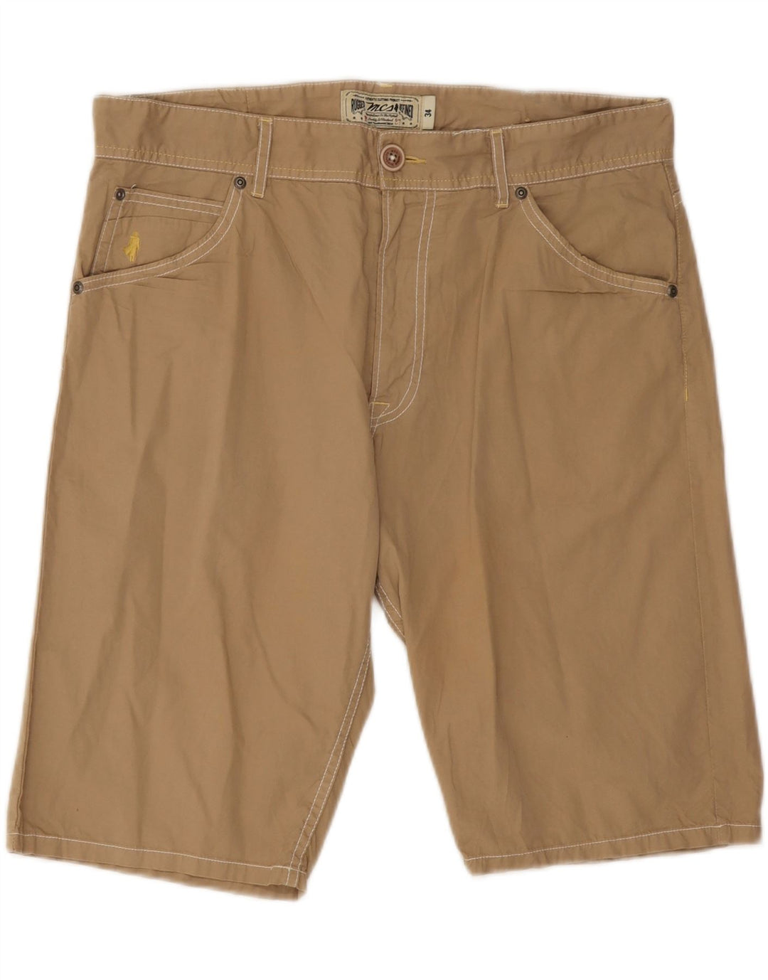 Shorts casuais masculinos Marlboro Classics W34 grande algodão bege