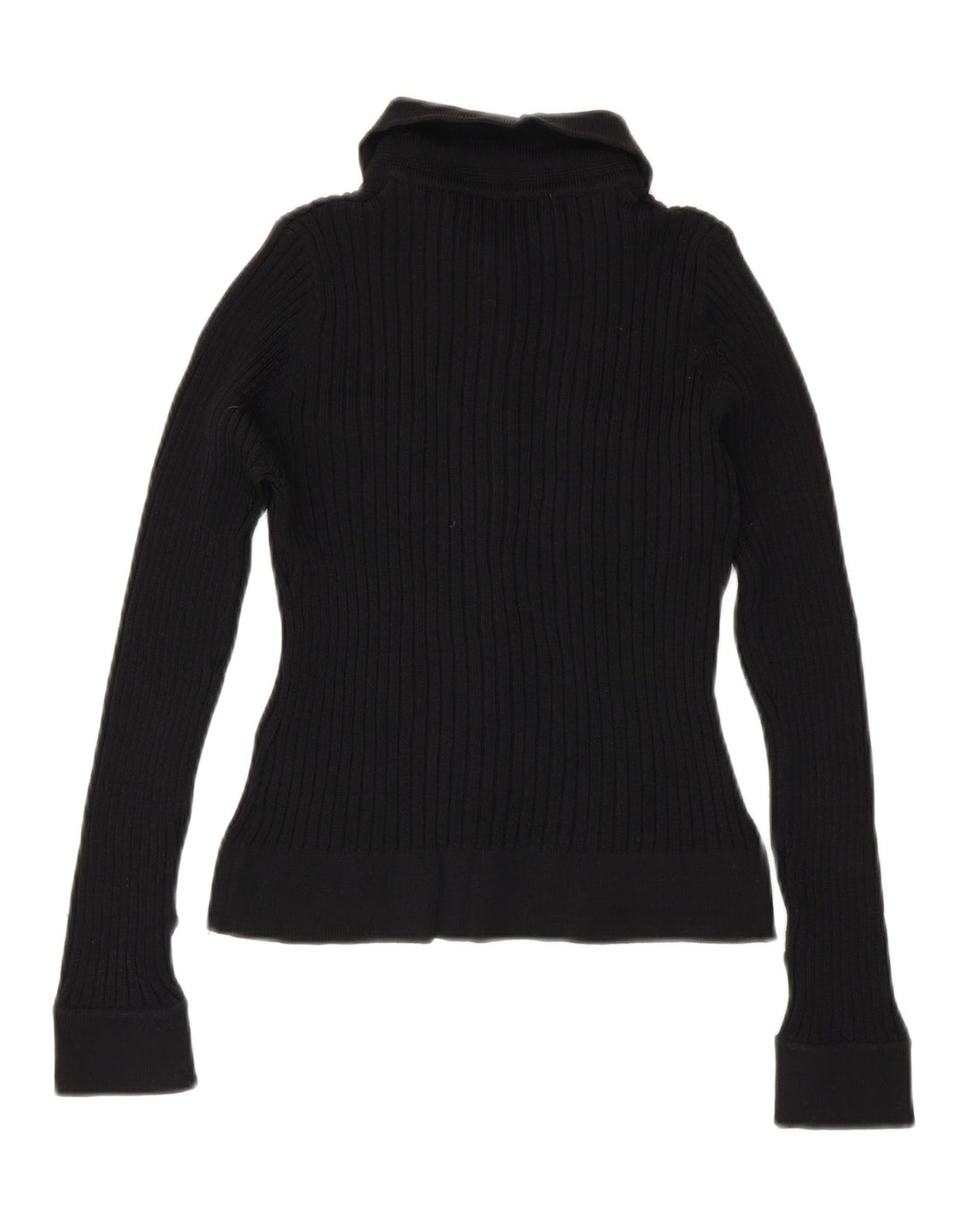 Blusa feminina Zara de malha cortada Reino Unido 12 médio preto rayon