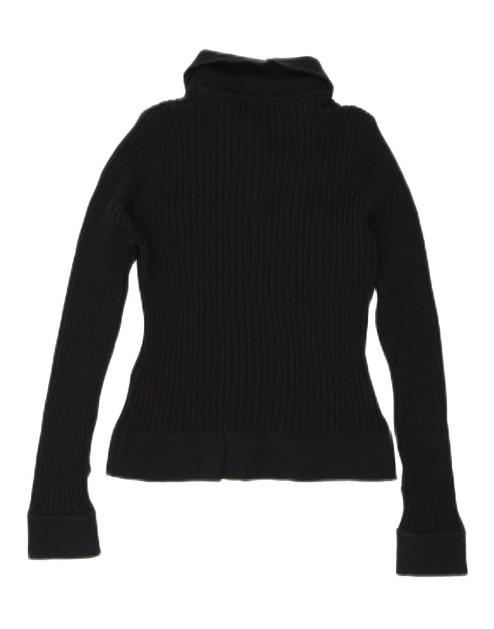 Blusa feminina Zara de malha cortada Reino Unido 12 médio preto rayon