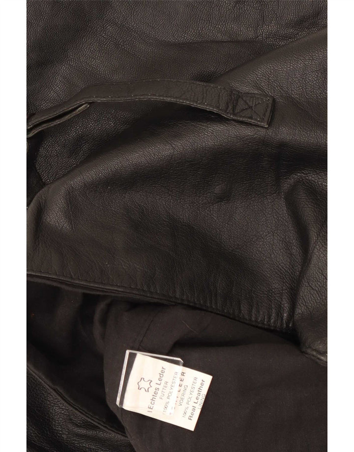 Colete de couro masculino vintage grande preto