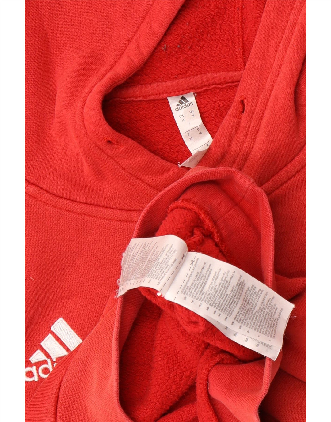 Adidas Mens Hoodie Jumper Médio Algodão Vermelho