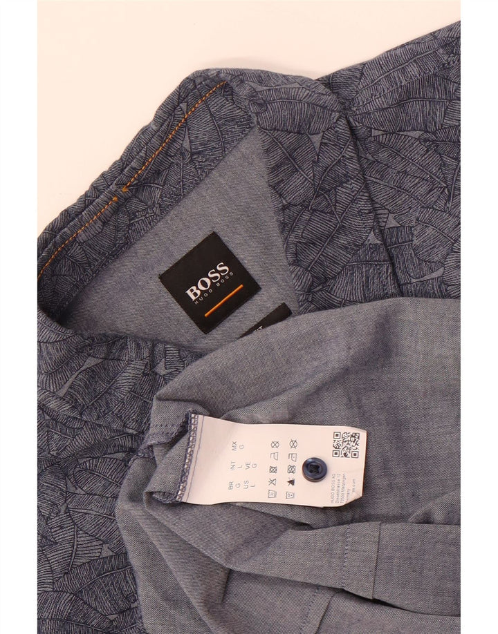 Camisa masculina Hugo Boss grande algodão floral azul marinho