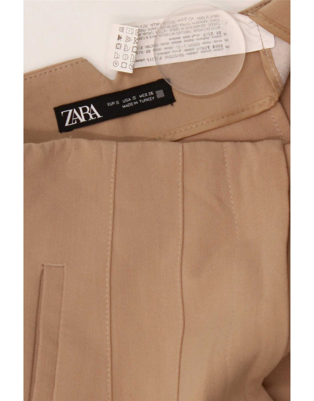 Zara Calça Chino Cônica Feminina Pequena W26 L26 Marrom Poliéster