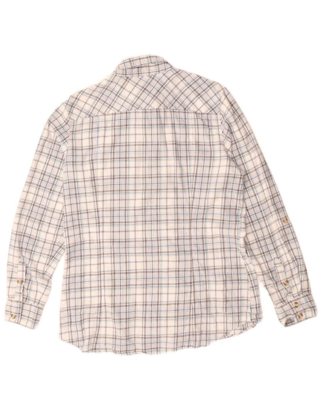 Camisa feminina EDDIE BAUER Reino Unido 16 grande algodão xadrez cinza