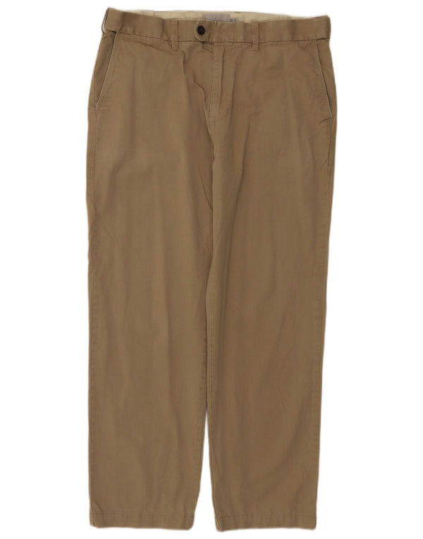 Calça chino masculina Marks & Spencer regular W34 L29 algodão cáqui