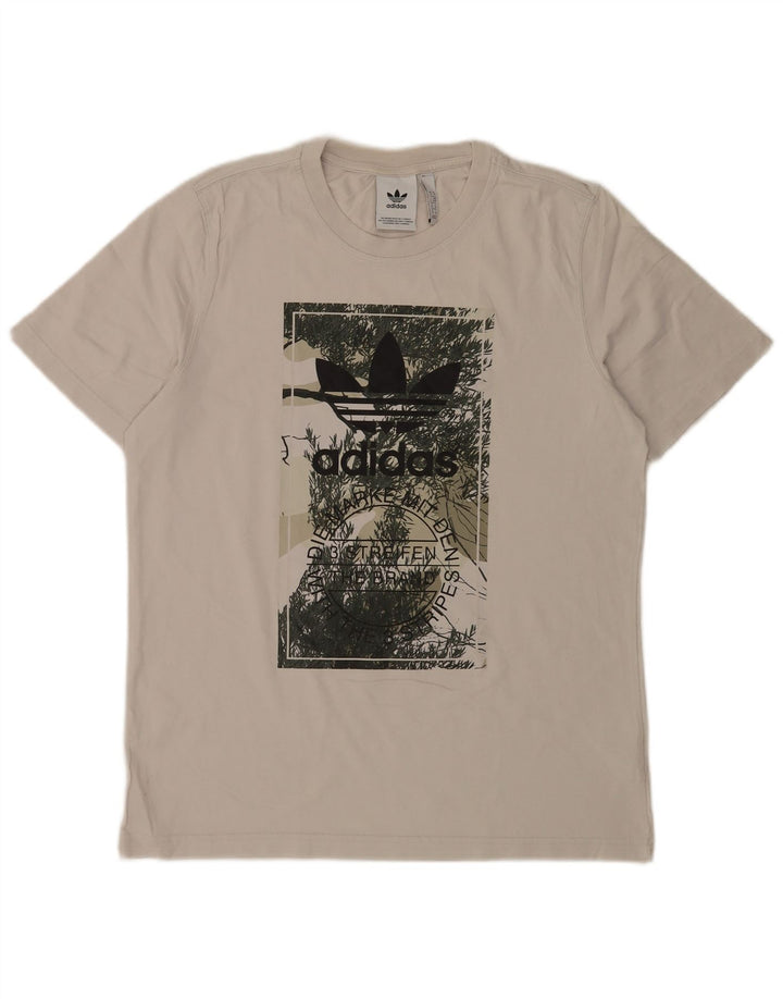 Adidas Mens Graphic T-Shirt Top Médio Algodão Branco