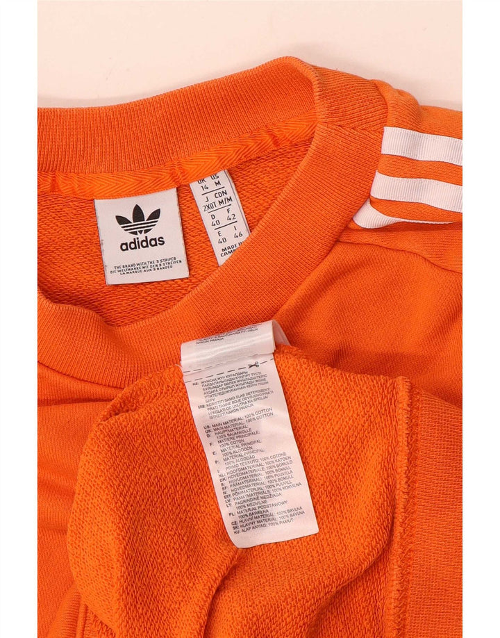 Adidas Womens Sweatshirt Jumper UK 14 Médio Laranja Algodão
