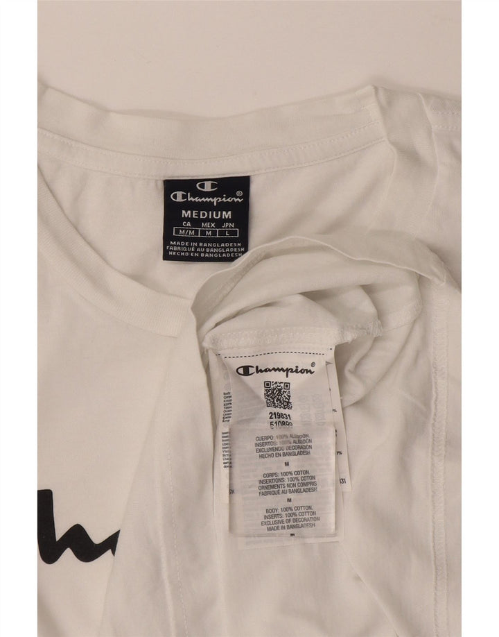 Camiseta gráfica masculina Champion Top médio algodão branco