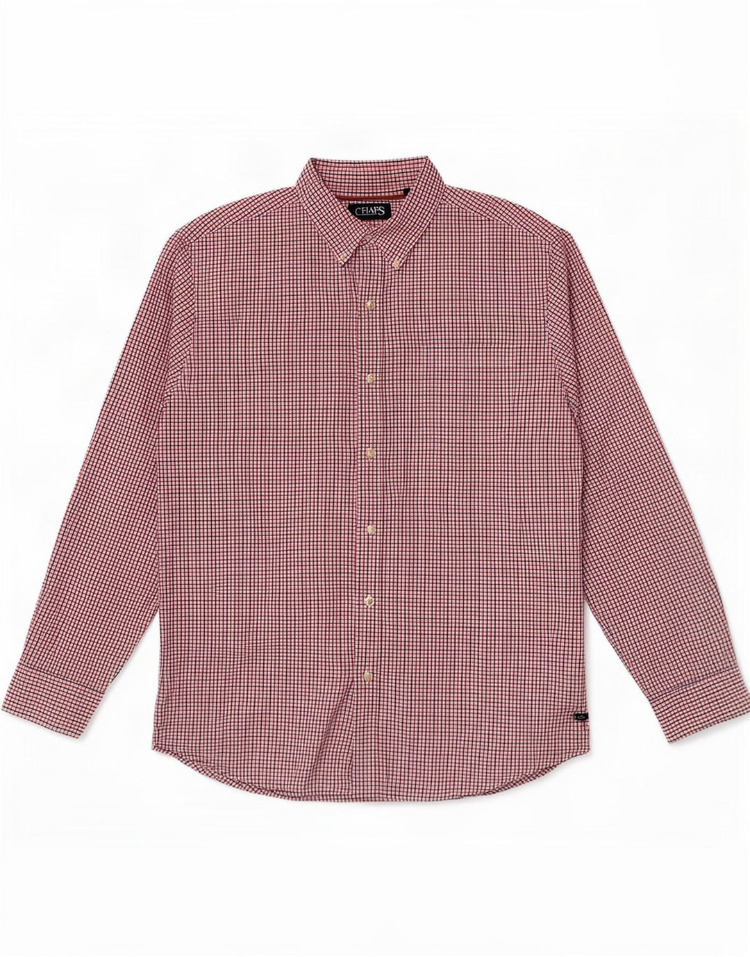 Camisa masculina Chaps grande xadrez vermelha de algodão