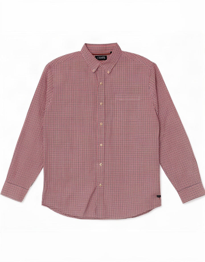 Camisa masculina Chaps grande xadrez vermelha de algodão
