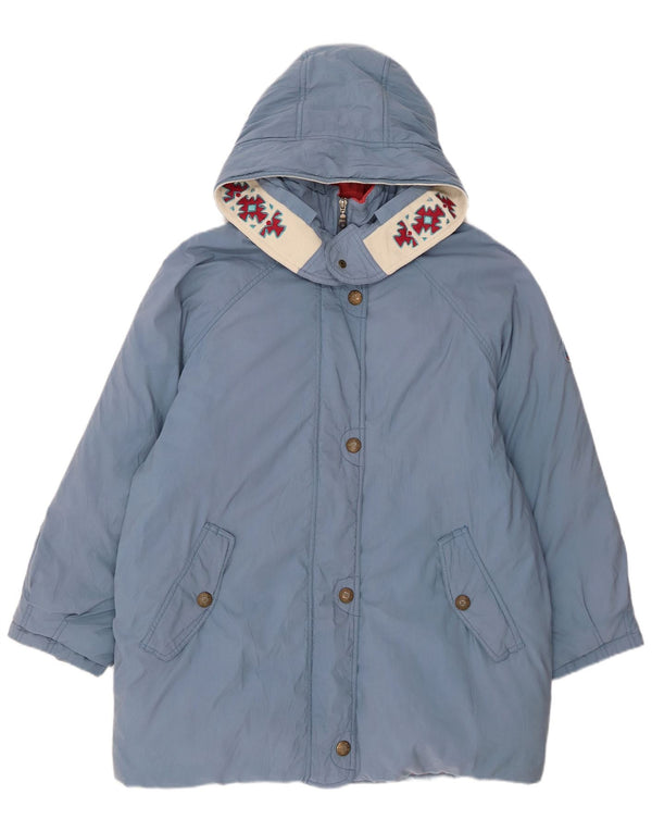 Casaco acolchoado com capuz feminino Diadora UK 10 pequeno azul nylon