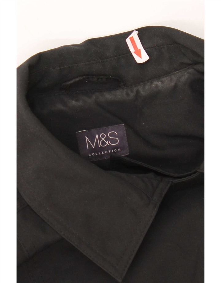 Casaco impermeável feminino Marks & Spencer Reino Unido 16 grande poliéster preto
