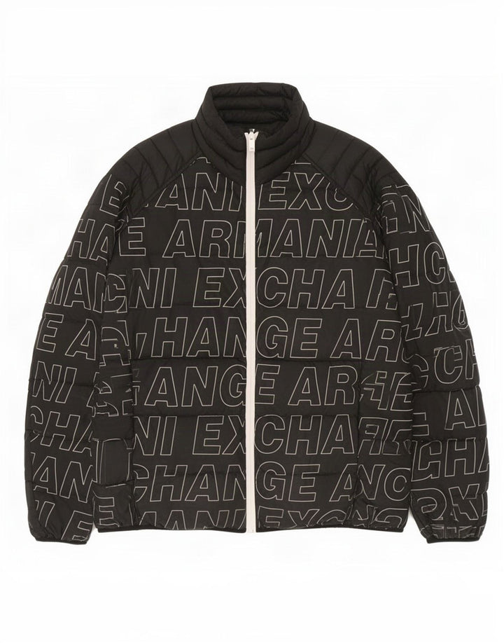 Jaqueta masculina acolchoada gráfica Armani Exchange UK 40 grande preta