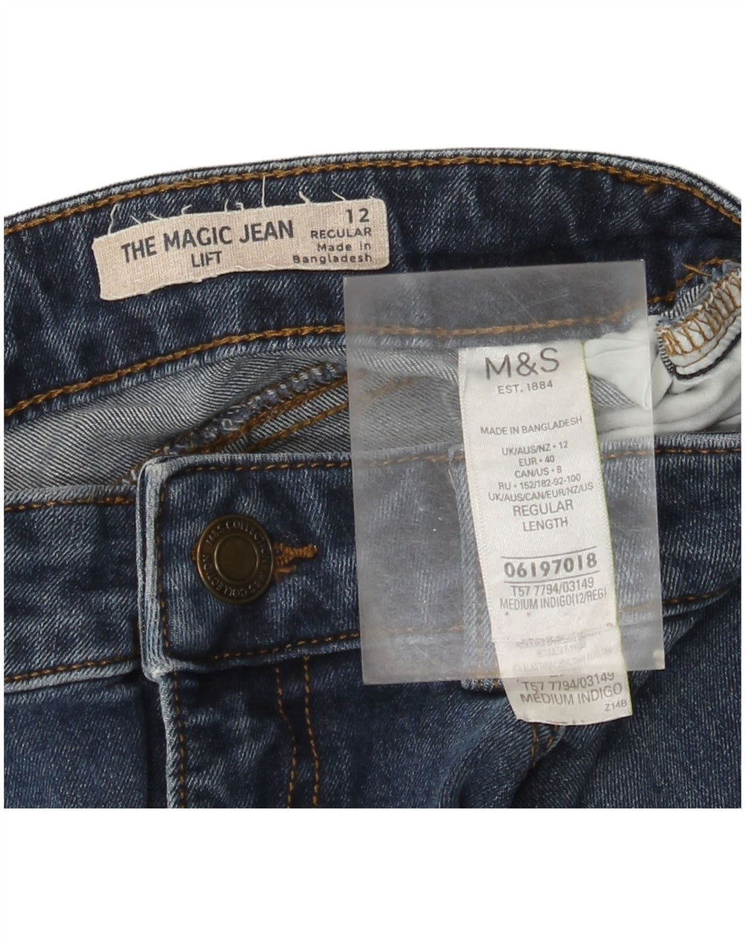 Jeans Marks & Spencer Regular Slim Feminino Reino Unido 12 Médio W30 L28 Azul Algodão