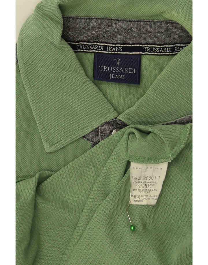 Camisa polo masculina Trussardi Jeans algodão verde médio