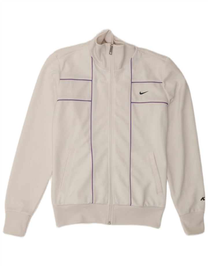 Nike Womens Tracksuit Top Jacket UK 8/10 Pequeno Poliéster Branco