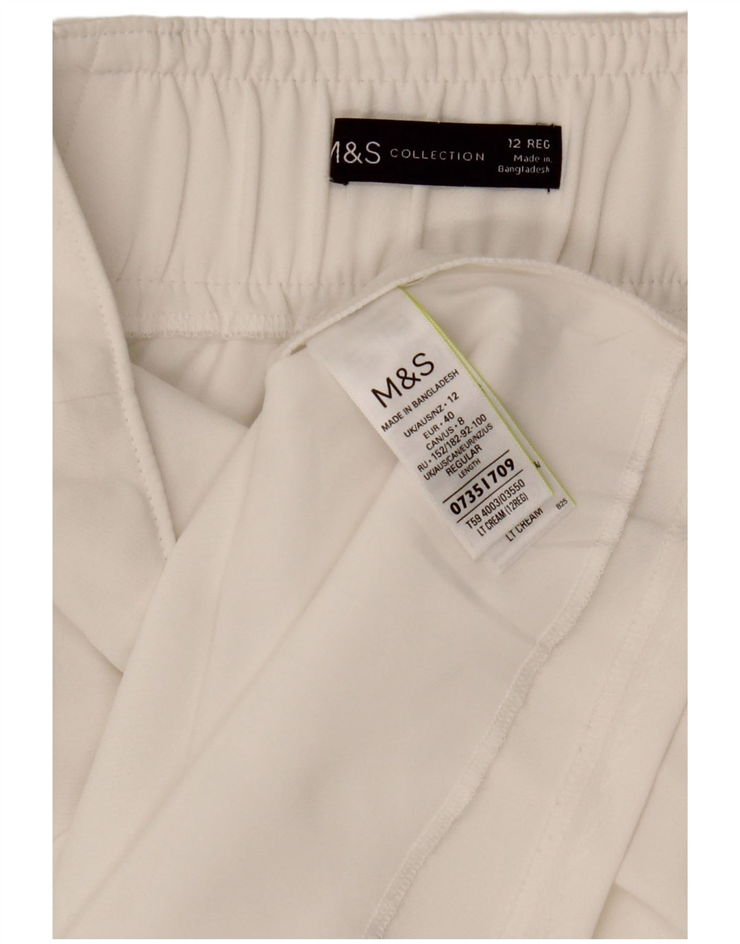 Saia reta feminina MARKS & SPENCER UK 12 médio W30 poliéster branco