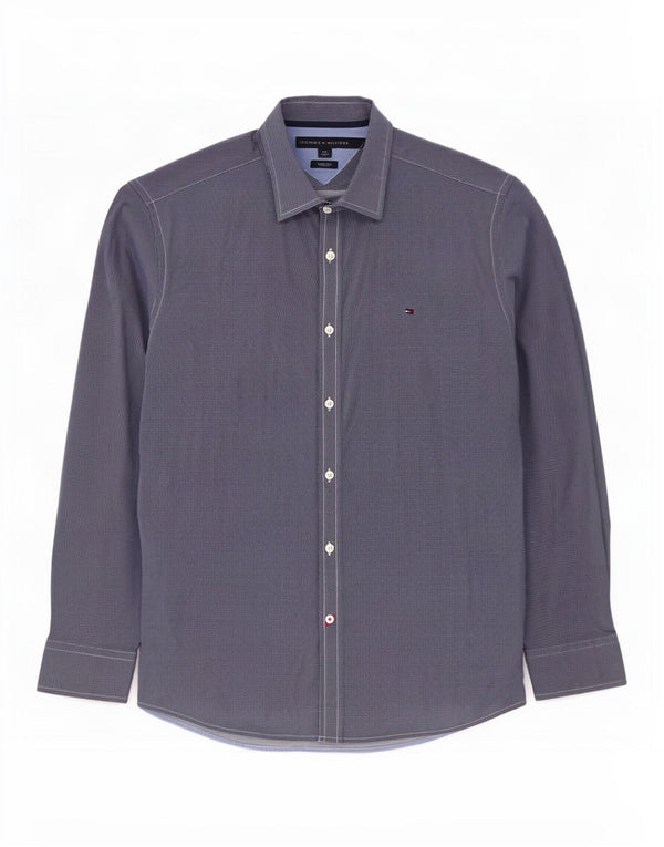 Camisa masculina Tommy Hilfiger Stretch grande algodão manchado azul