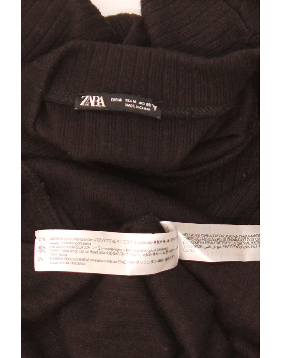 Vestido jumper feminino Zara de manga comprida Reino Unido 12 poliéster preto médio