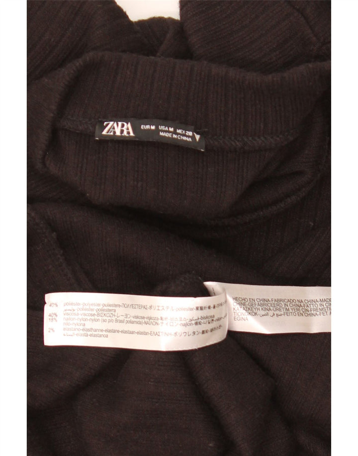 Vestido jumper feminino Zara de manga comprida Reino Unido 12 poliéster preto médio