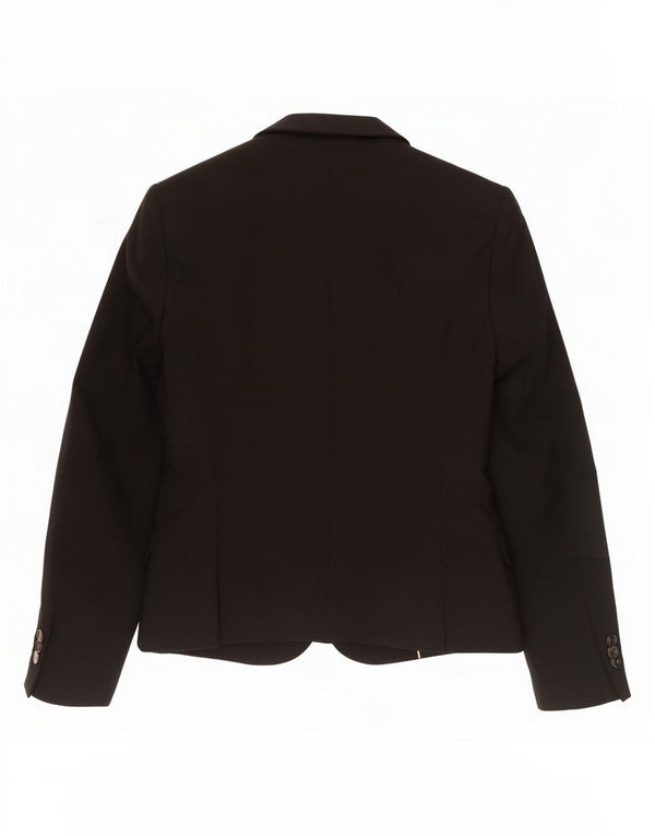 Jaqueta blazer feminina Zara com 1 botão Reino Unido 12 poliéster preto médio