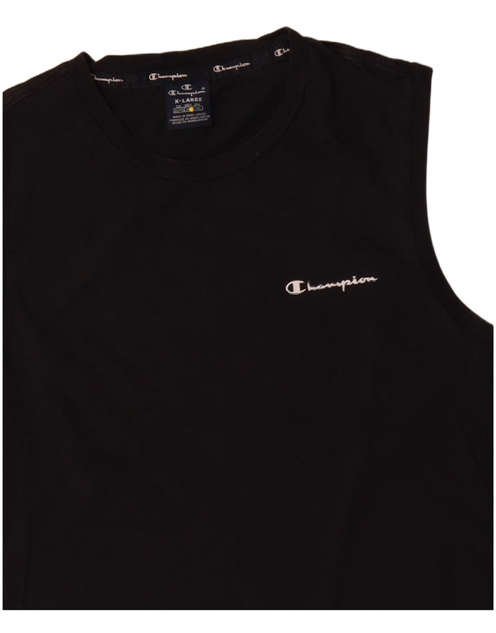 CHAMPION Mens Colete Top XL Algodão Preto