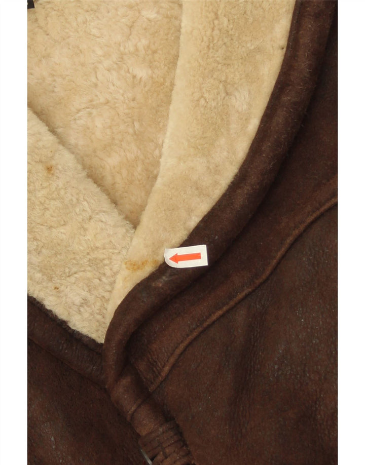 Jaqueta masculina de shearling WESTBURY IT 56 3XL couro marrom