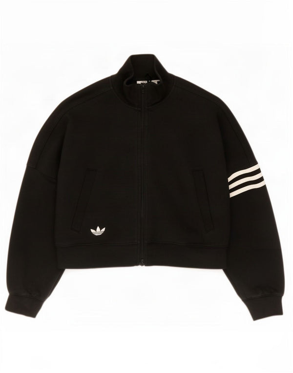 Adidas Womens Crop Oversized Tracksuit Top Jacket UK 4/6 XS Algodão Preto
