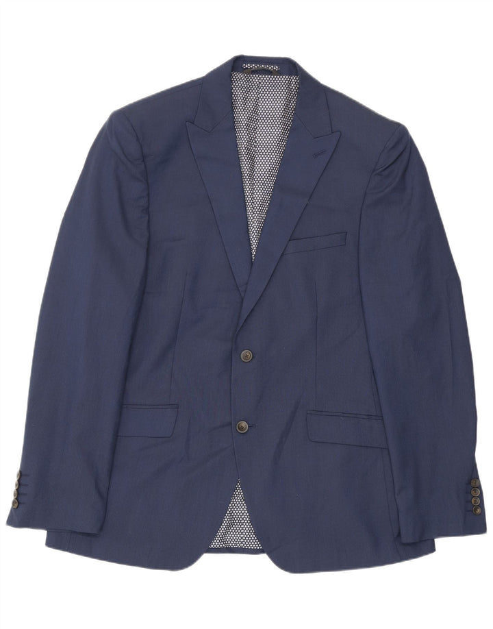 Jaqueta blazer masculina sob medida de 2 botões Marks & Spencer Reino Unido 42 grande azul marinho