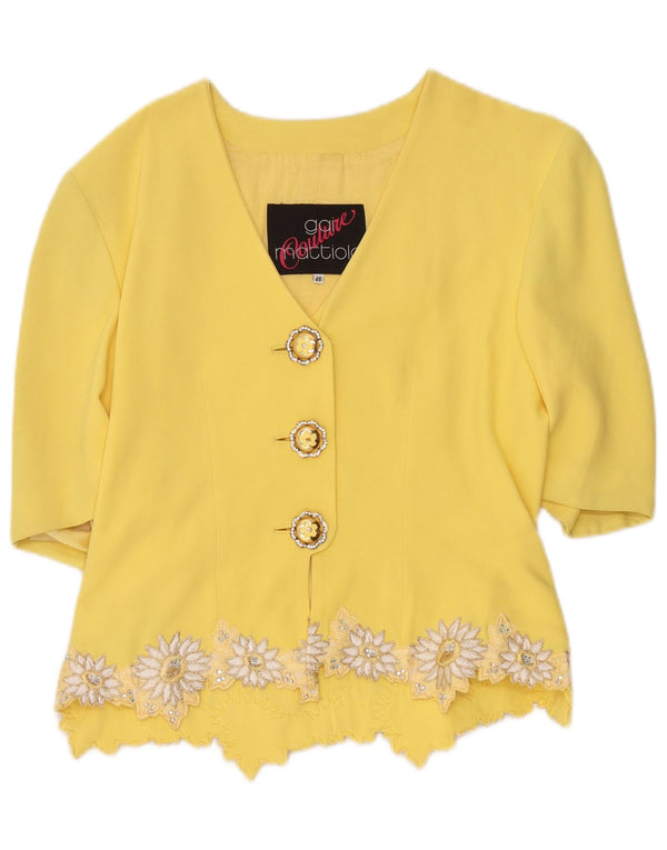 Cardigã feminino Gai Mattiolo manga 1/2 IT 46 grande amarelo designer