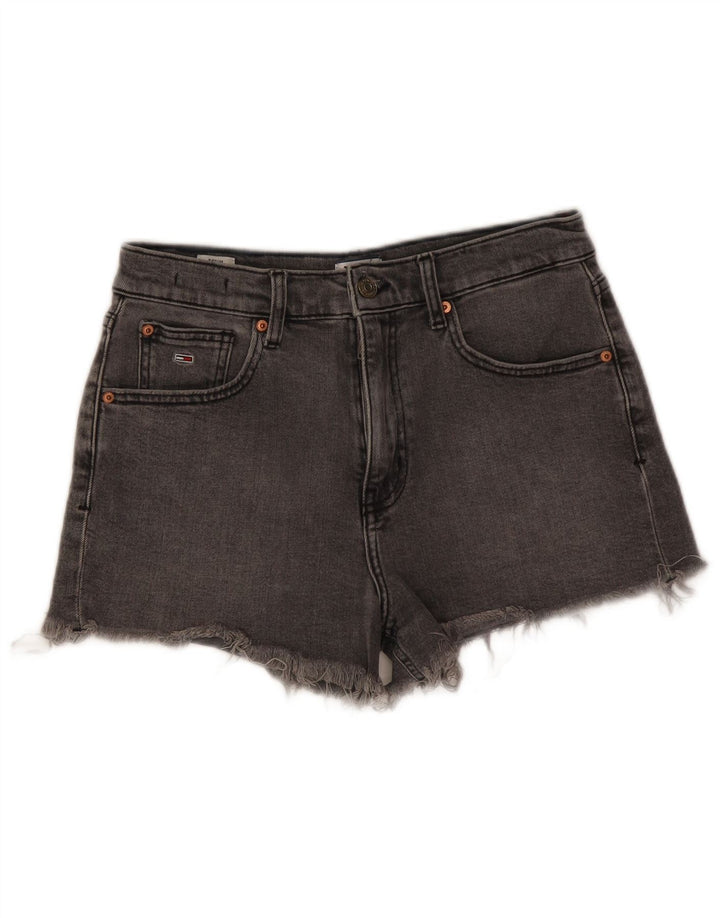 Shorts jeans feminino Tommy Hilfiger W27 pequeno algodão cinza