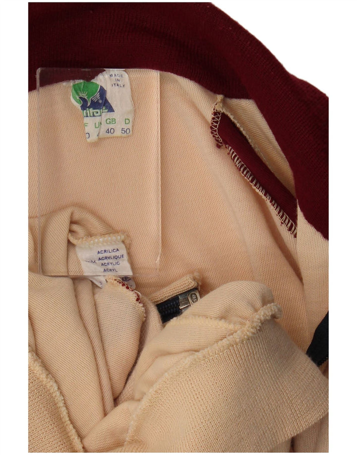 Fato de treino feminino vintage completo EU 40 médio Borgonha Colourblock retrô