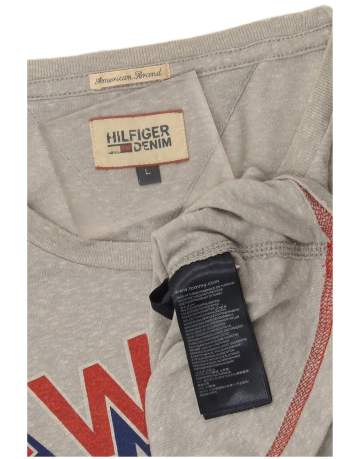 Tommy Hilfiger Camiseta masculina gráfica grande poliéster manchado cinza