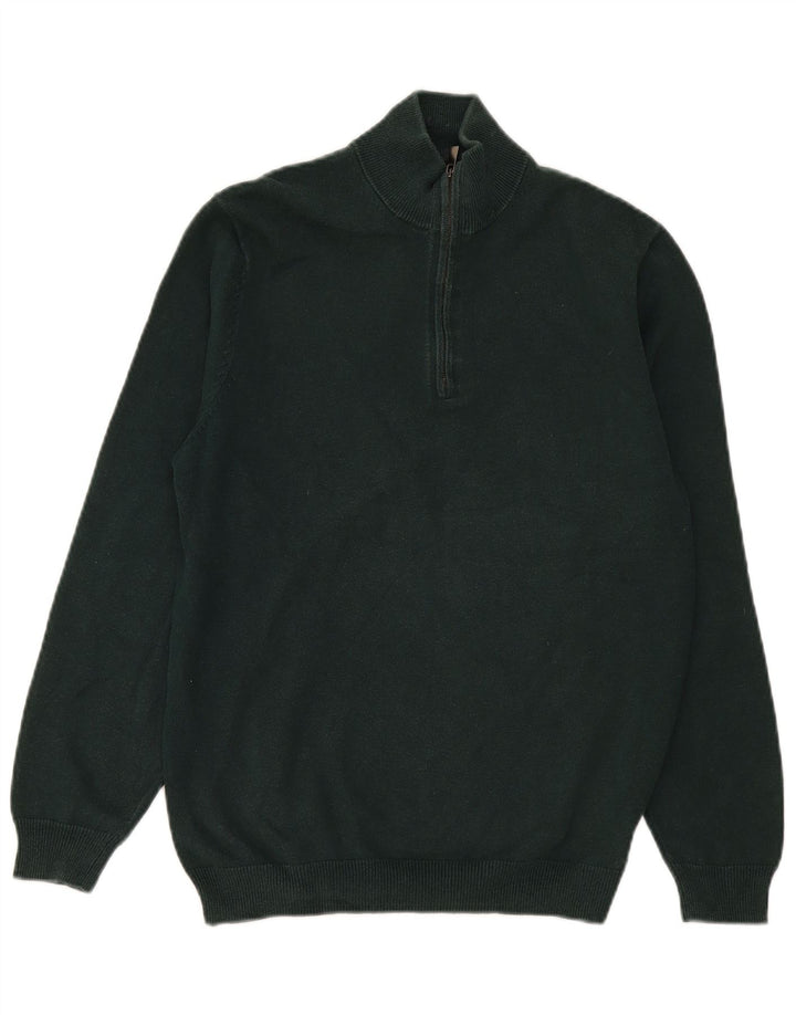 Suéter masculino Massimo Dutti com zíper e gola em algodão verde médio