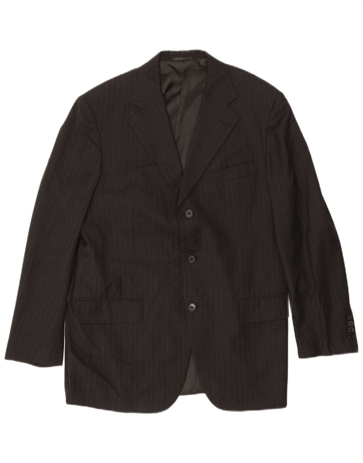 Jaqueta blazer masculina Burberry com 3 botões tamanho 50 lã listrada cinza médio