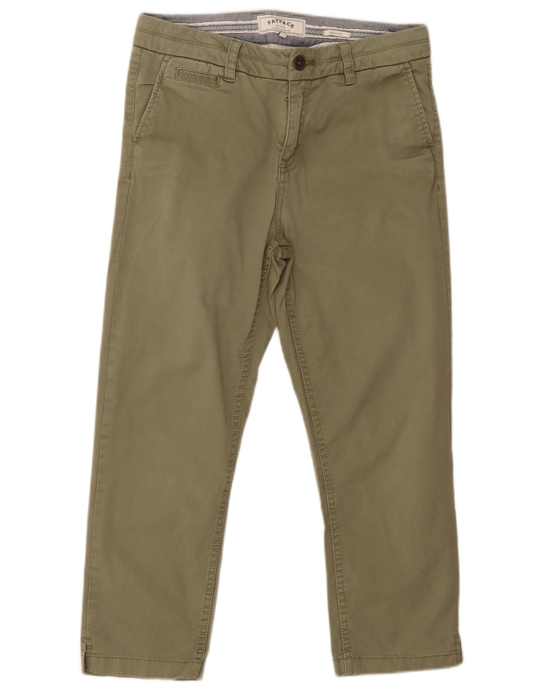 Calça Capri Feminina Slim Fat Face UK 12 Médio W30 L23 Algodão Verde