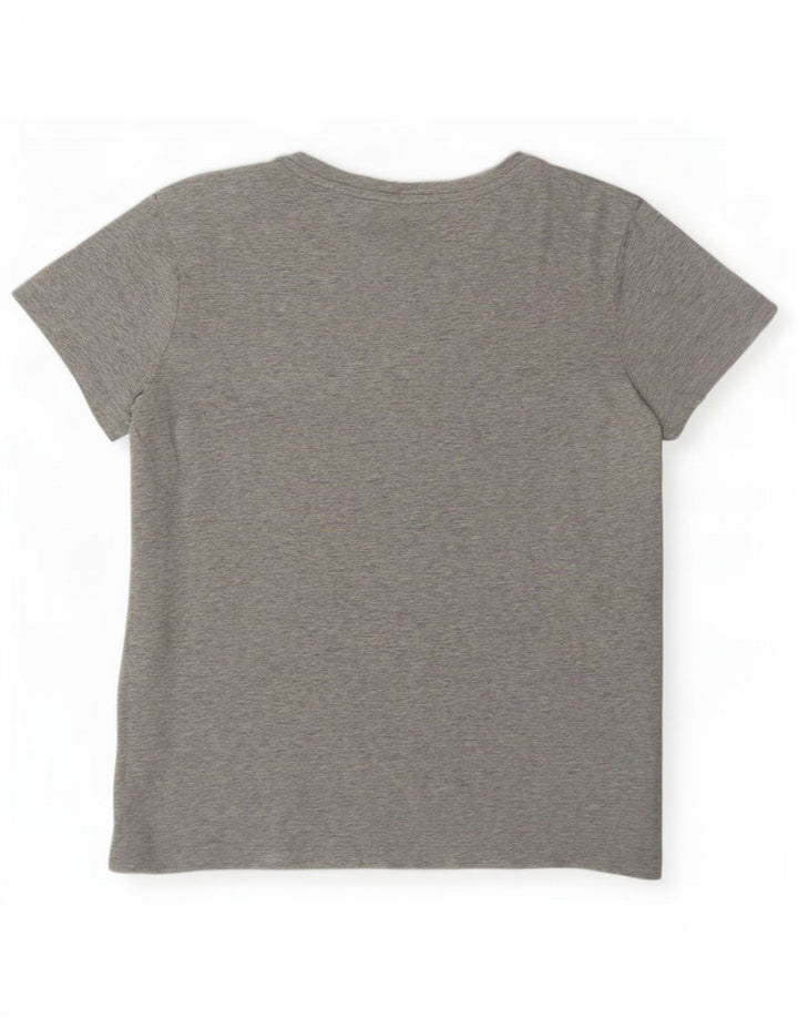 Camiseta feminina Puma Graphic UK 14 algodão manchado cinza médio