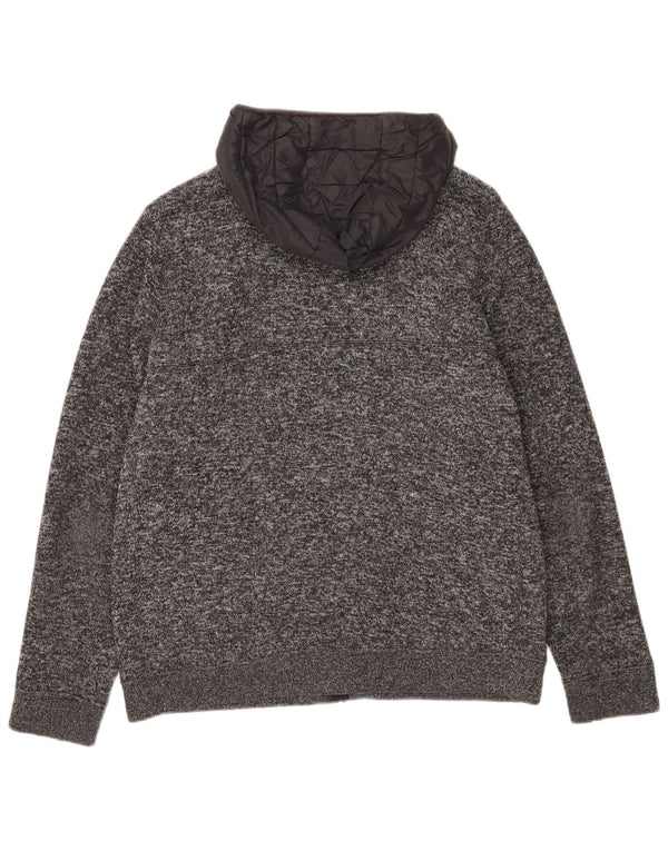 Suéter masculino com capuz e zíper Abercrombie & Fitch XL poliéster manchado cinza