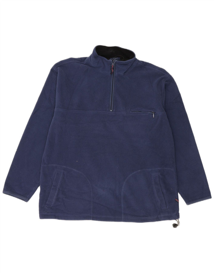 Suéter de lã masculino Marks & Spencer Blue Harbor com zíper e gola média azul marinho
