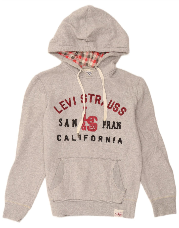 Suéter com capuz gráfico masculino Levi's pequeno algodão cinza