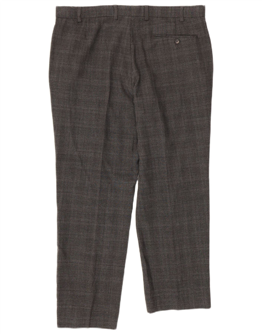 Calça masculina Marks & Spencer sob medida casual W36 L28 cinza xadrez lã