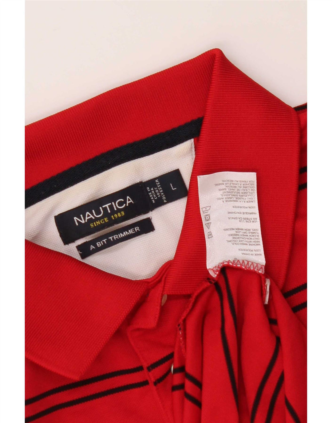 Camisa polo masculina Nautica grande poliéster listrado vermelho