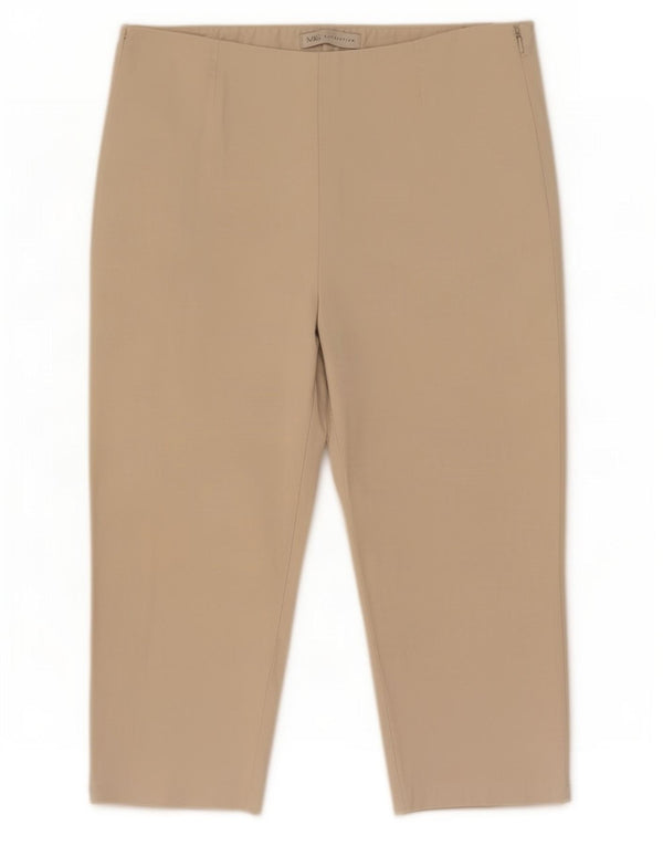 Marks & Spencer Womens Capri Trousers UK 14 Large W32 L21 Beige Cotton